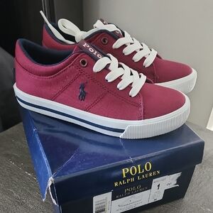 Polo by Ralph Lauren Burgundy and White Kids Sneakers